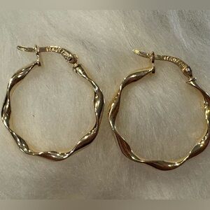 Gold Twisted Hoop Earrings 18K gold